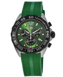 Tag Heuer Formula 1 Chronograph 41mm Green Dial Green Rubber Strap Watch for Men - CAZ101AP.FT8056