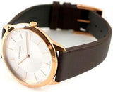 Calvin Klein Minimal White Dial Brown Leather Strap Watch for Men - K3M216G6