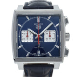 Tag Heuer Monaco Automatic Chronograph Blue Dial Blue Leather Strap Watch for Men - CBL2111.FC6453