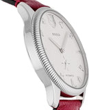 Gucci G Timeless Automatic Silver Dial Red Leather Strap Watch For Men - YA126346