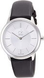 Calvin Klein Minimal Silver Dial Black Leather Strap Watch for Women - K3M221C6