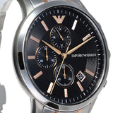 Emporio Armani Renato Chronograph Black Dial Two Tone Steel Strap Watch For Men - AR11165