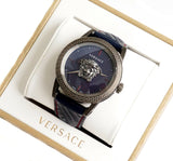 Versace Palazzo Empire Blue Dial Blue Leather Strap Watch for Men - VERD00118