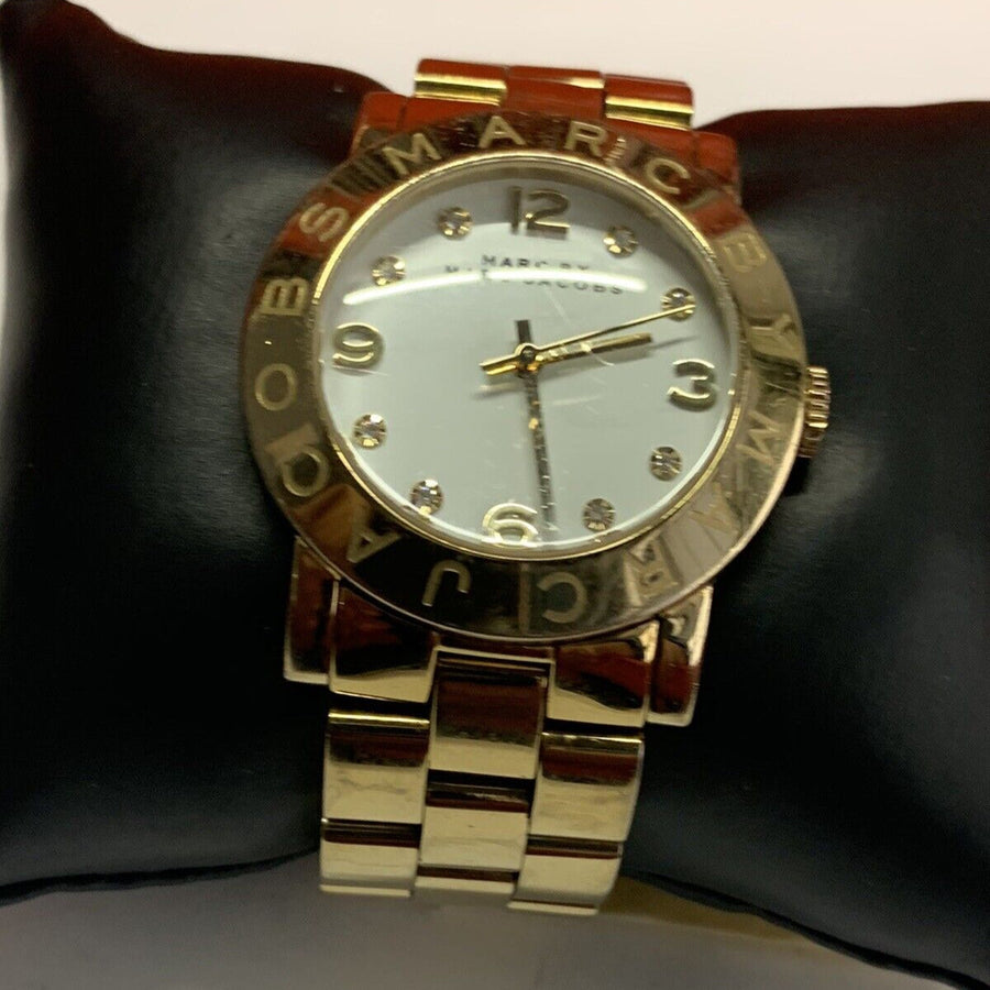 Marc Jacobs Amy White Dial Gold Steel Strap Watch for Women - MBM3056
