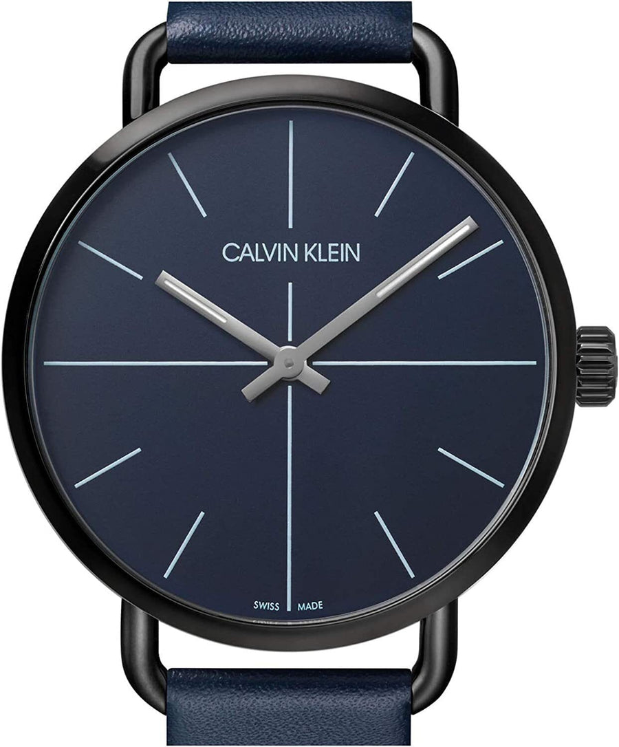 Calvin Klein Even Blue Dial Blue Leather Strap Watch for Men - K7B214VN