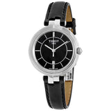 Tissot T Lady Flamingo Black Dial Black Leather Strap Watch For Women - T094.210.16.051.00