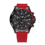 Tommy Hilfiger Multifunction Quartz Black Dial Red Rubber Strap Watch for Men  - 1791722