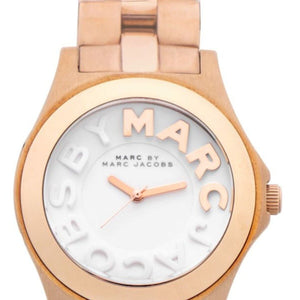 Marc Jacobs Rivera White Dial Rose Gold Steel Strap Watch for Women - MBM3135
