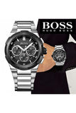 Hugo Boss Supernova Chronograph Black Dial Silver Steel Strap Watch for Men - 1513359