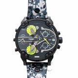 Diesel Big Daddy Chronograph Black Dial Black Leather Strap Watch For Men - DZ7311