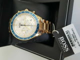 Hugo Boss Trophy White Dial Gold Steel Strap Watch for Men - 1513631