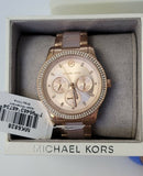 Michael Kors Tibby Chronograph Rose Gold Dial Two Tone Steel Strap Watch For Women - MK6828