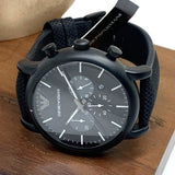 Emporio Armani Luigi Analog Black Dial Black Leather Strap Watch For Men - AR11450