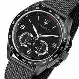 Maserati Traguardo Chronograph Black Dial Black Mesh Bracelet Watch For Men - R8873612031