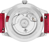 Gucci G Timeless Automatic Silver Dial Red Leather Strap Watch For Men - YA126346