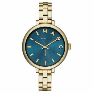 Marc Jacobs Sally Blue Dial Gold Stainless Steel Strap Watch for Women - MBM3366