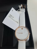 Movado Museum 70th Anniversary Special Edition White Dial White Leather Strap Watch For Women - 0607139