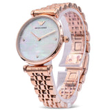 Emporio Armani Gianni T Bar Quartz Mother of Pearl Dial Rose Gold Steel Strap Watch For Women - AR11385