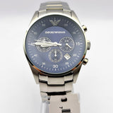 Emporio Armani Sportivo Chronograph Blue Dial Silver Steel Strap Watch For Men - AR5860