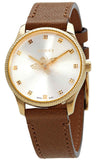 Gucci G Timeless Quartz Silver Dial Brown Leather Strap Watch For Women - YA1265022