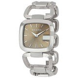 Gucci G Brown Square Brown Dial Silver Steel Strap Watch For Women - YA125402