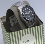 Fossil FB-01 Chronograph Black Dial Silver Steel Strap Watch for Men - FS5837