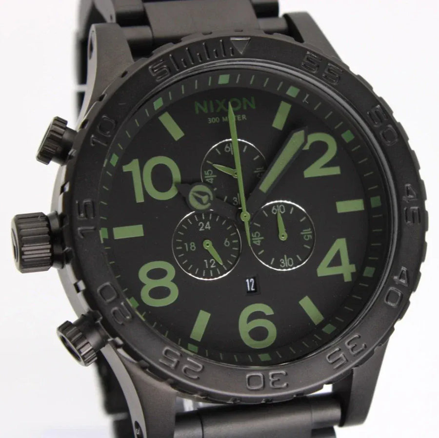 Nixon 51-30 Chrono Black Dial Black Steel Strap Watch for Men - A083-1042