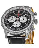 Breitling Navitimer B01 Chronograph 46 Black Dial Black Leather Strap Watch for Men - AB0137211B1P1