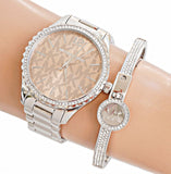 Michael Kors Layton Three Hand Pink Dial Silver Steel Strap Watch For Women - MK7298