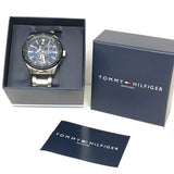 Tommy Hilfiger Austin Blue Dial Silver Steel Strap Watch for Men - 1791640