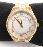 Michael Kors Lauryn Mother of Pearl White Dial Gold Steel Strap Watch for Women - MK3899