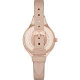 Emporio Armani Chiara Quartz Crystals White Dial Rose Gold Leather Strap Watch For Women - AR7437