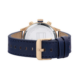 Tommy Hilfiger Henry Chronograph Quartz Blue Dial Blue Leather Strap Watch For Men - 1710475