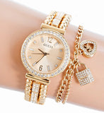 Guess Gala Diamonds Gold Dial Gold Steel Strap Watch for Women - GW0401L2