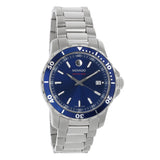 Movado Series 800 Blue Dial Silver Steel Strap Watch For Men - 2600137