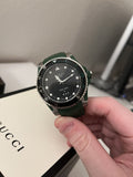 Gucci Dive Black Dial Green Rubber Strap Watch For Men - YA136310