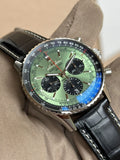 Breitling Navitimer B01 Chronograph 43 Green Dial Black Leather Strap Watch for Men - AB0138241L1P1