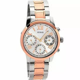 Guess Mini Sunrise Analog Silver Dial Two Tone Steel Strap Watch For Women - W0448L4