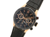 Tag Heuer Carrera Automatic Chronograph Steel & Gold Dial Black Leather Strap Watch for Men - CBG2050.FC6426