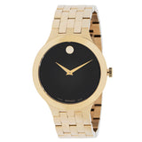 Movado Veturi Quartz Black Dial Gold Steel Strap Watch for Men - 0606934