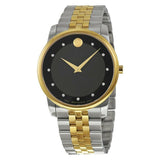 Movado Museum Classic Black Dial Two Tone Steel Strap Watch For Men - 0606879