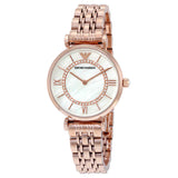 Emporio Armani Gianni T Bar Mother of Pearl Rose Gold Stainless Steel Strap Watch For Women - AR1909