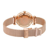 Emporio Armani Gianni T Bar Silver Dial Rose Gold Mesh Bracelet Watch For Women - AR1956