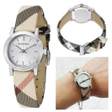 Burberry The City Nova Silver Dial Brown Leather Strap Watch for Women - BU9212