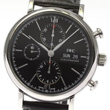 IWC Portofino Chronograph Black Dial Black Leather Strap Watch for Men - IW391008