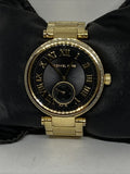 Michael Kors Skylar Black Dial Gold Steel Strap Watch for Women - MK5989