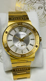 Versace Greca Silver Dial Gold Steel Strap Watch for Men - VEVI00520