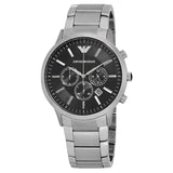 Emporio Armani Sportivo Chronograph Black Dial Silver Steel Strap Watch For Men - AR2460