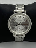 Fossil Jacqueline Silver Dial Silver Steel Strap Watch for Women - ES3664