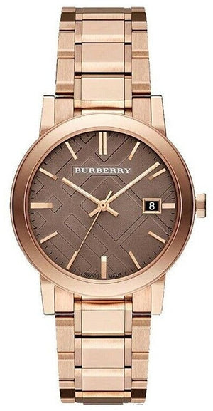 Burberry The City Light Brown Dial Rose Gold Steel Strap Watch for Women - BU9005